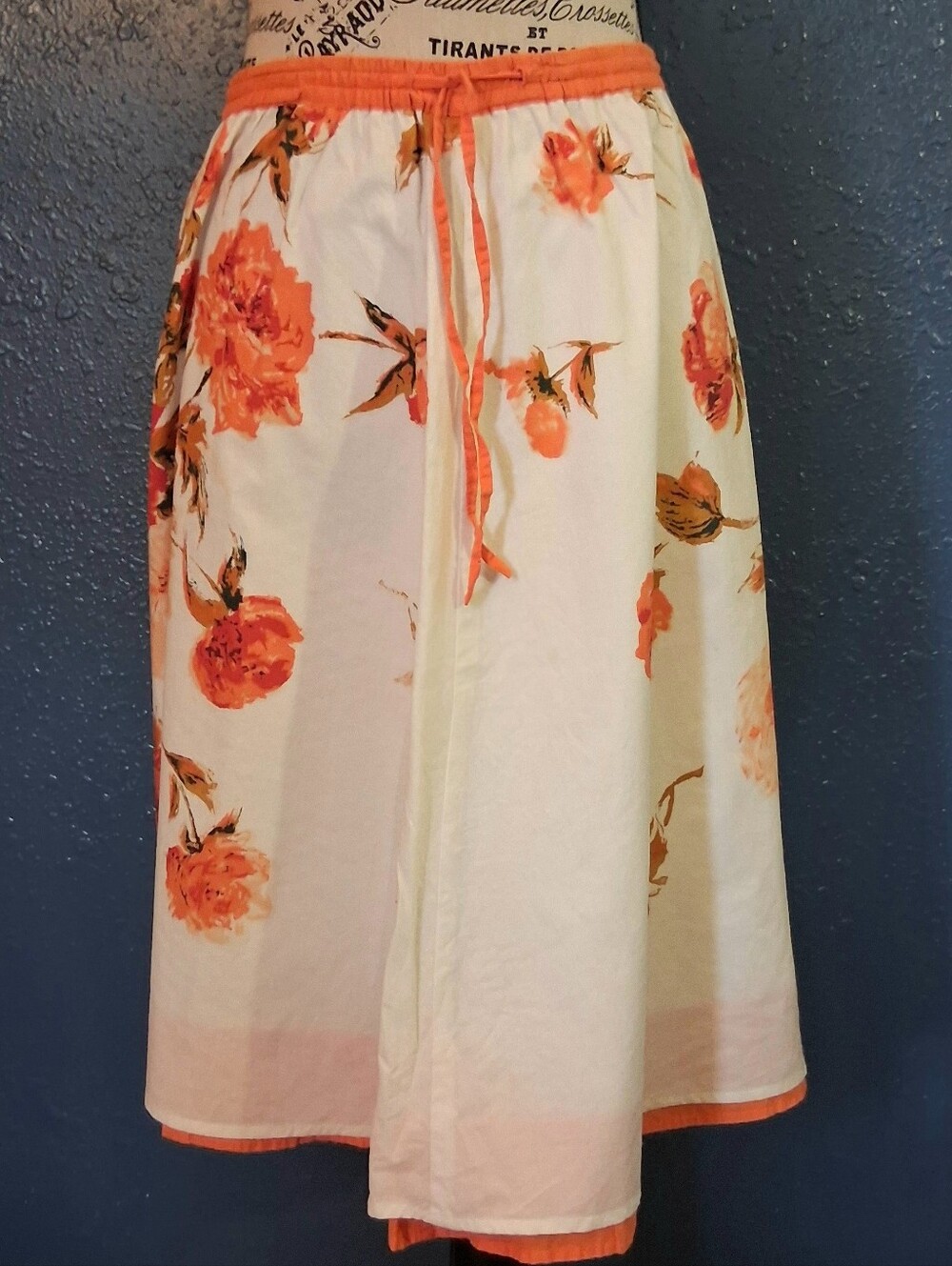 Vintage Garnet Hills Womens Cotton Floral Layered Midi Skirt Small
